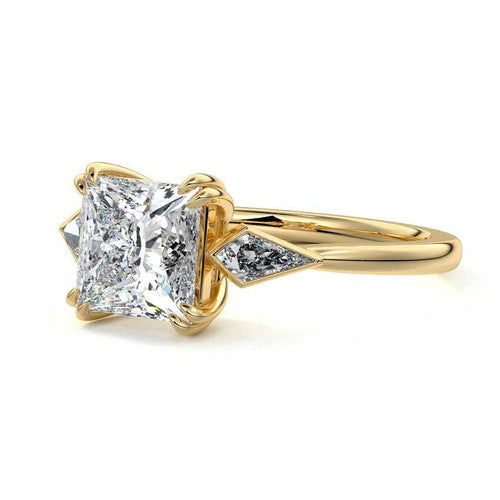 Kalina - Princess Yellow Gold Engagement Ring Detail View | Nura Lab
