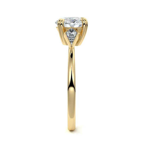 Kalina - Heart Yellow Gold Engagement Ring Side View | Nura Lab