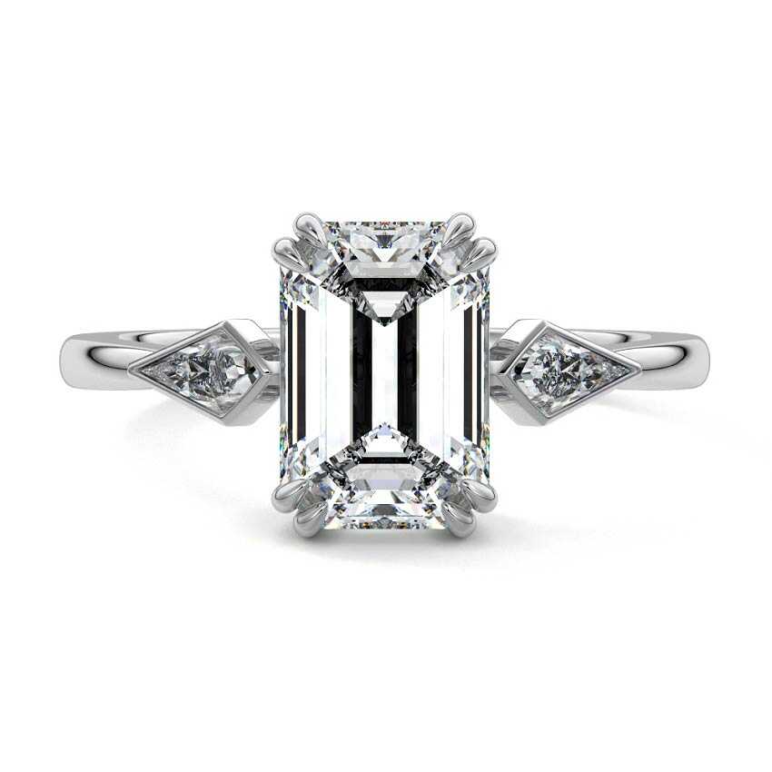 Kalina - Emerald Cut White Gold Lab Grown Diamond Engagement Ring | Nura Lab