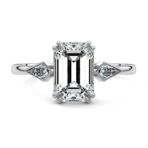 Kalina - Emerald Cut Platinum Lab Grown Diamond Engagement Ring | Nura Lab