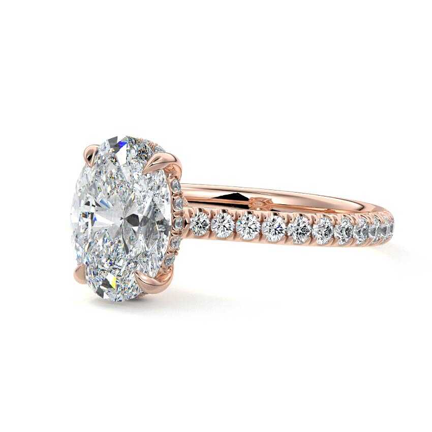 Kira - Oval Rose Gold Lab Grown Diamond Engagement Ring | Nura Lab