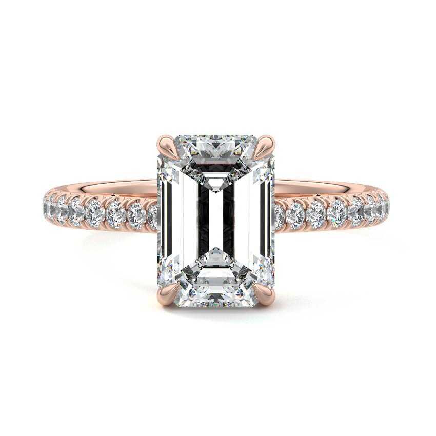Kira - Emerald Cut Rose Gold Lab Grown Diamond Engagement Ring | Nura Lab