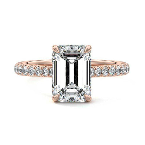 Kira - Emerald Cut Rose Gold Lab Grown Diamond Engagement Ring | Nura Lab