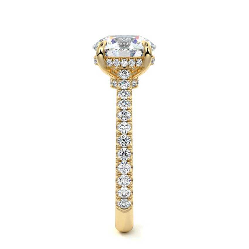 Kira - Round Yellow Gold Engagement Ring Side View | Nura Lab