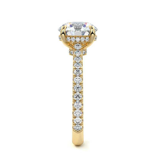 Kira - Round Yellow Gold Engagement Ring Side View | Nura Lab