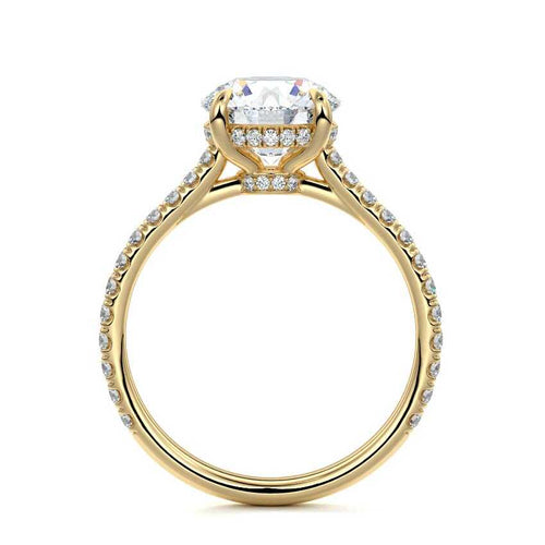 Kira - Round Yellow Gold Engagement Ring Profile View | Nura Lab