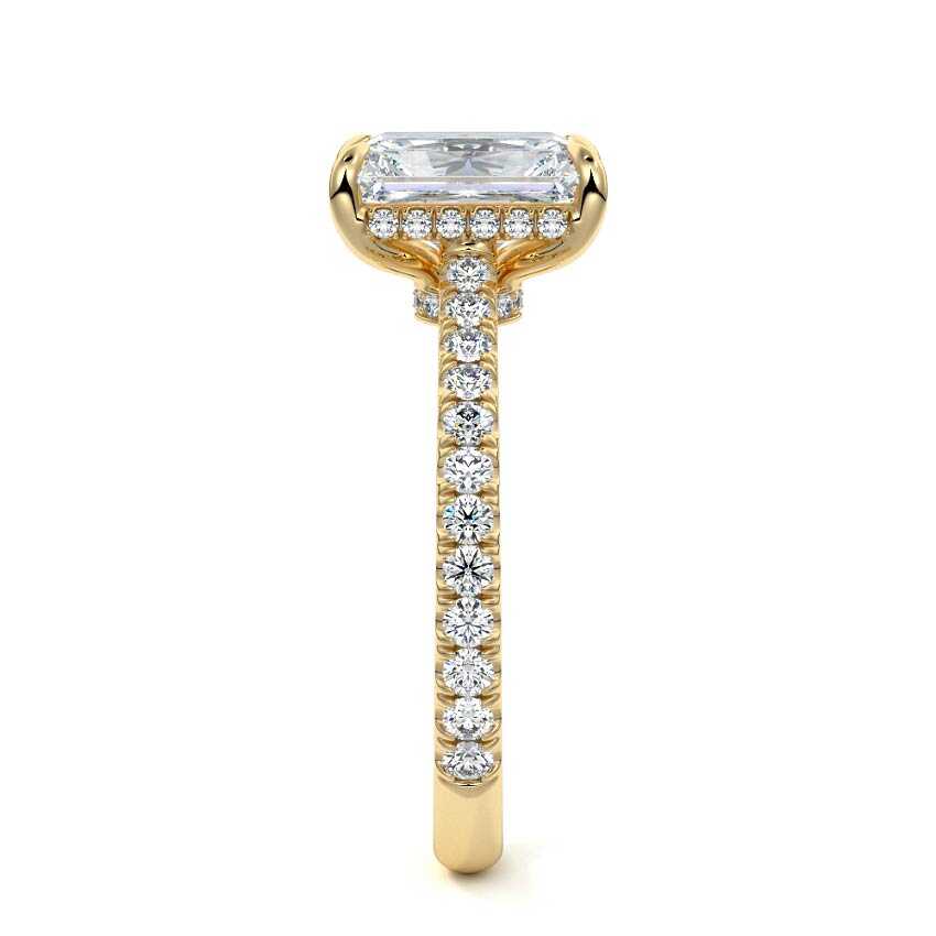 Kira - Radiant Yellow Gold Engagement Ring Side View | Nura Lab