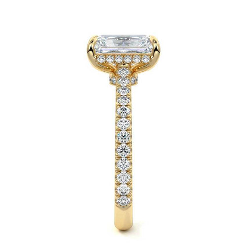 Kira - Radiant Yellow Gold Engagement Ring Side View | Nura Lab