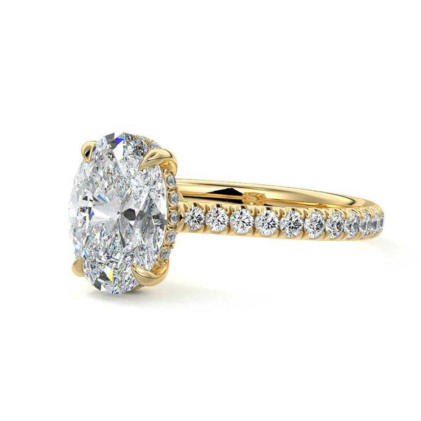 Kira - Oval Hidden Halo Pavé Lab Grown Diamond Engagement Ring