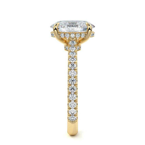 Kira - Oval Yellow Gold Engagement Ring Side View | Nura Lab