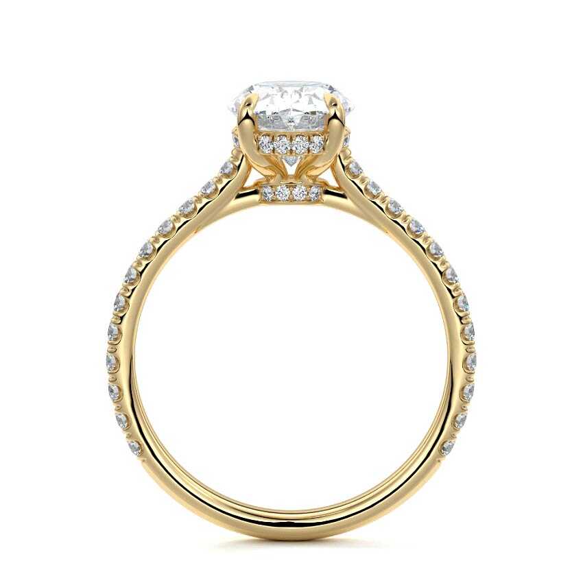 Kira - Oval Yellow Gold Engagement Ring Profile View | Nura Lab