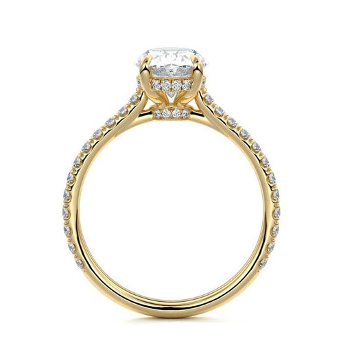 Kira - Oval Yellow Gold Engagement Ring Profile View | Nura Lab