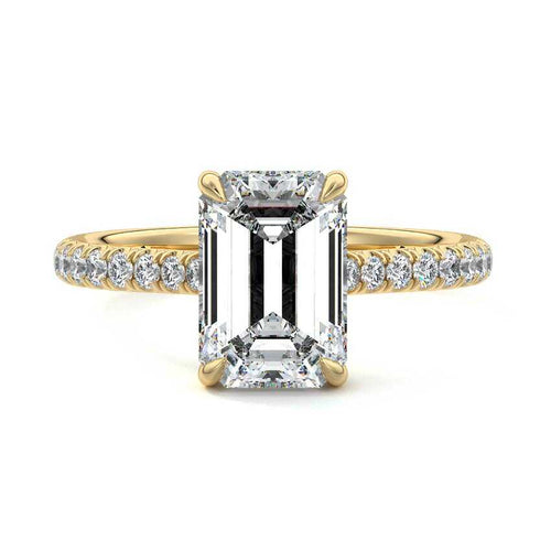 Kira - Emerald Cut Yellow Gold Lab Grown Diamond Engagement Ring | Nura Lab