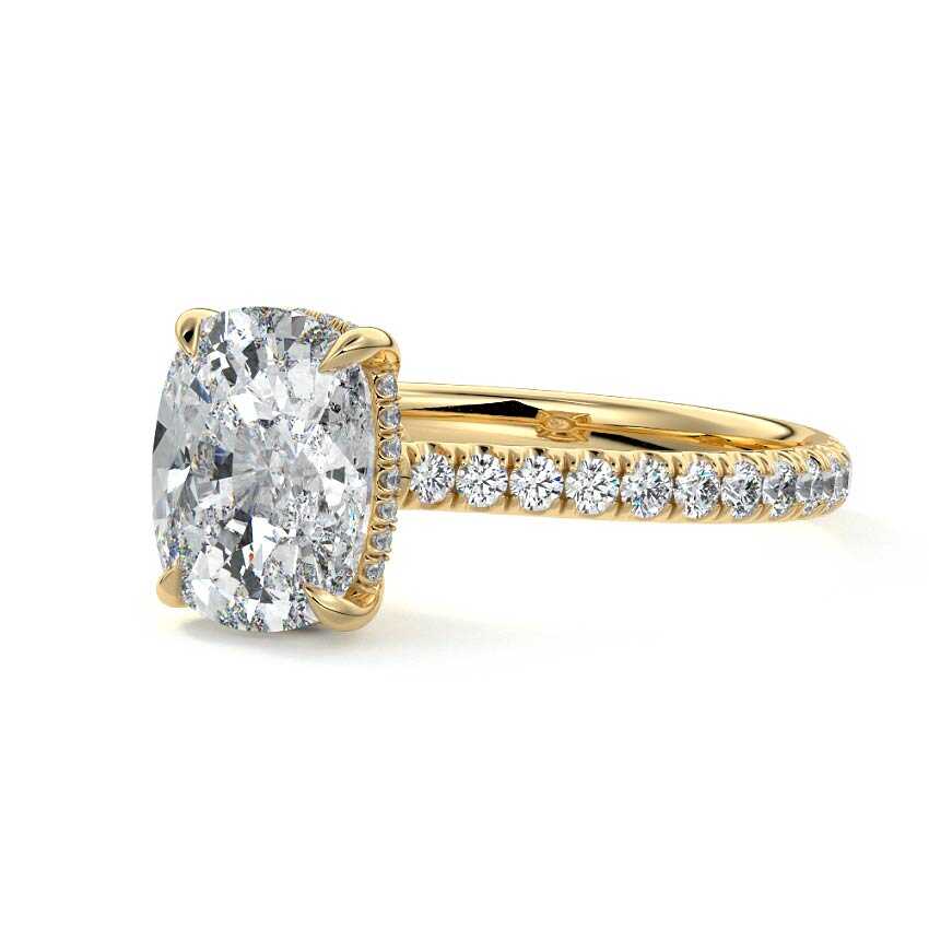 Kira - Cushion Yellow Gold Lab Grown Diamond Engagement Ring | Nura Lab