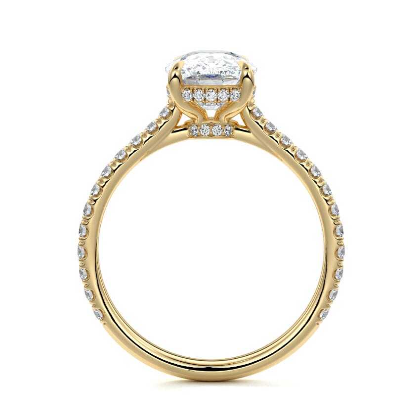 Kira - Cushion Yellow Gold Engagement Ring Profile View | Nura Lab