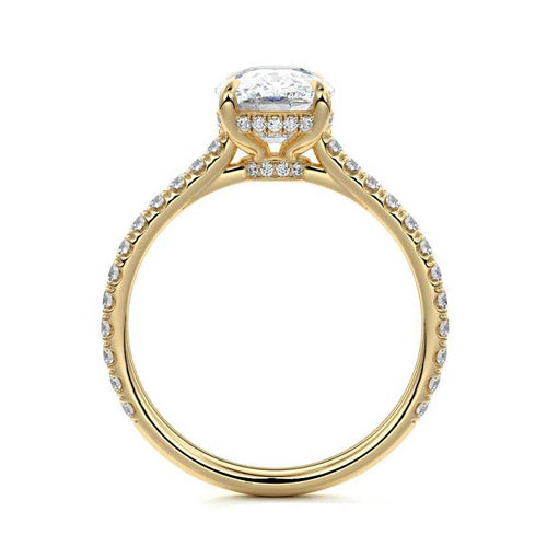 Kira - Cushion Yellow Gold Engagement Ring Profile View | Nura Lab