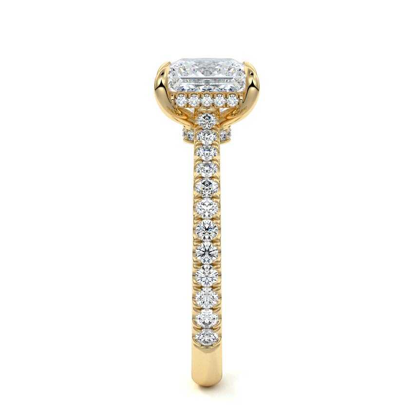 Kira - Princess Yellow Gold Engagement Ring Side View | Nura Lab