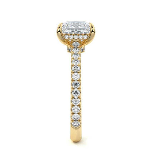 Kira - Princess Yellow Gold Engagement Ring Side View | Nura Lab
