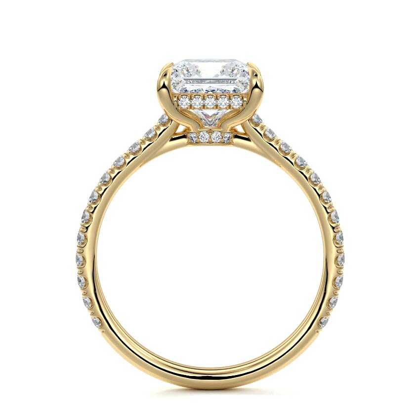 Kira - Princess Yellow Gold Engagement Ring Profile View | Nura Lab