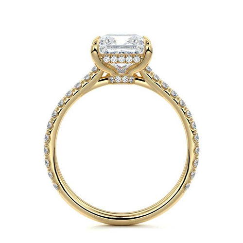 Kira - Princess Yellow Gold Engagement Ring Profile View | Nura Lab