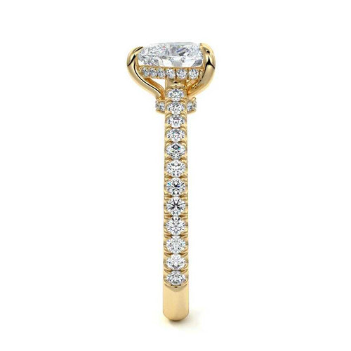 Kira - Heart Yellow Gold Engagement Ring Side View | Nura Lab