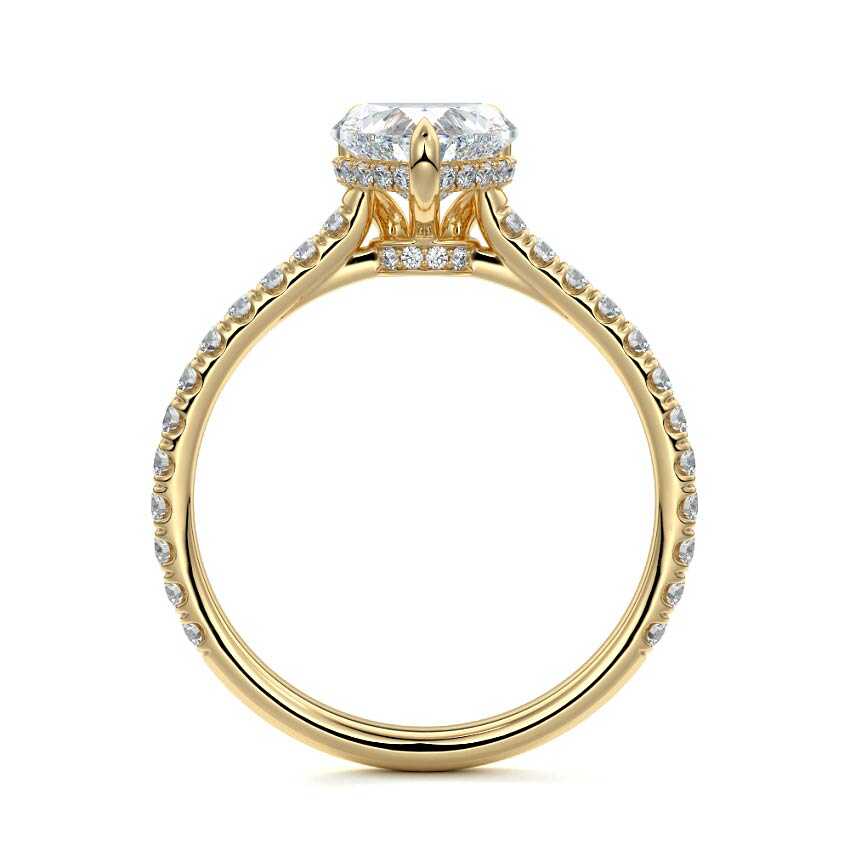 Kira - Heart Yellow Gold Engagement Ring Profile View | Nura Lab