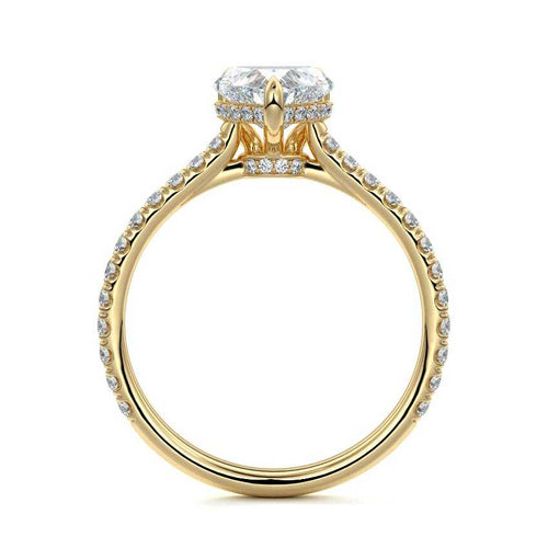 Kira - Heart Yellow Gold Engagement Ring Profile View | Nura Lab