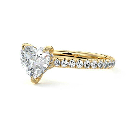 Kira - Heart Yellow Gold Engagement Ring Detail View | Nura Lab