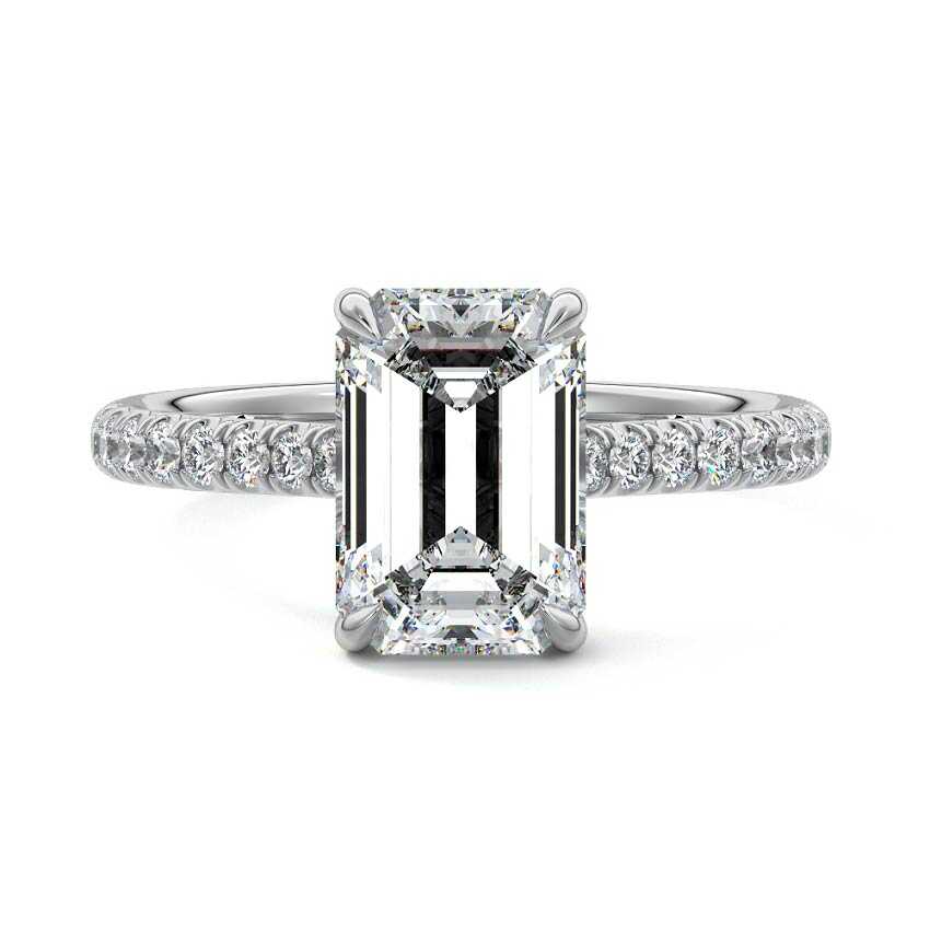 Kira - Emerald Cut White Gold Lab Grown Diamond Engagement Ring | Nura Lab