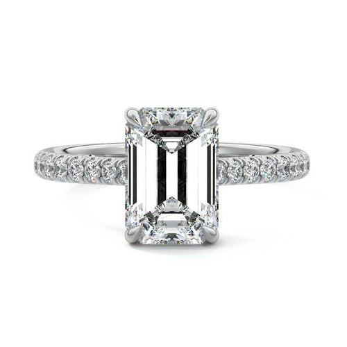 Kira - Emerald Cut Platinum Lab Grown Diamond Engagement Ring | Nura Lab