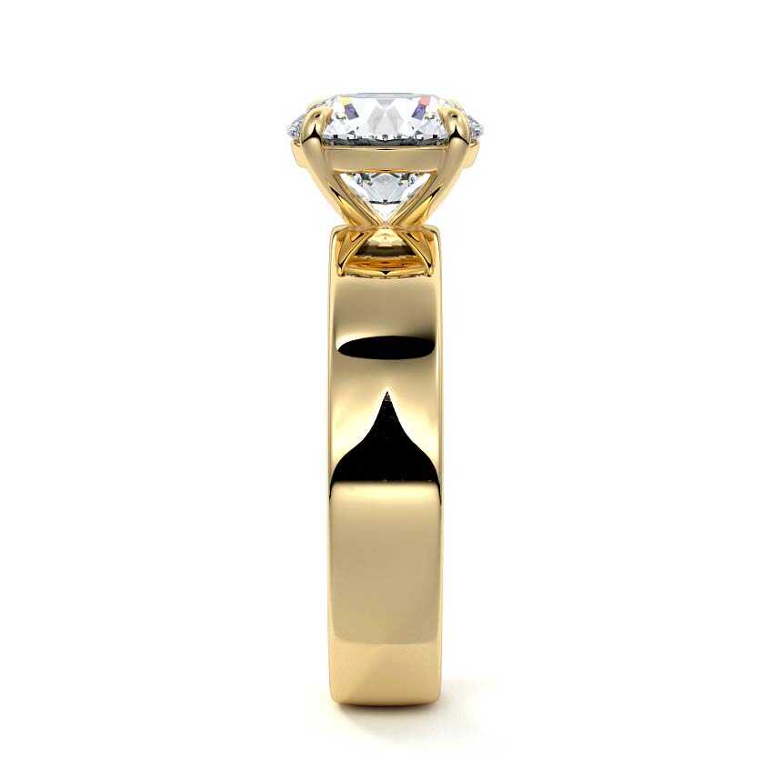 Larissa - Round Yellow Gold Engagement Ring Side View | Nura Lab