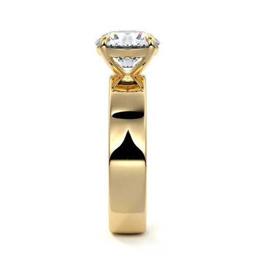 Larissa - Round Yellow Gold Engagement Ring Side View | Nura Lab