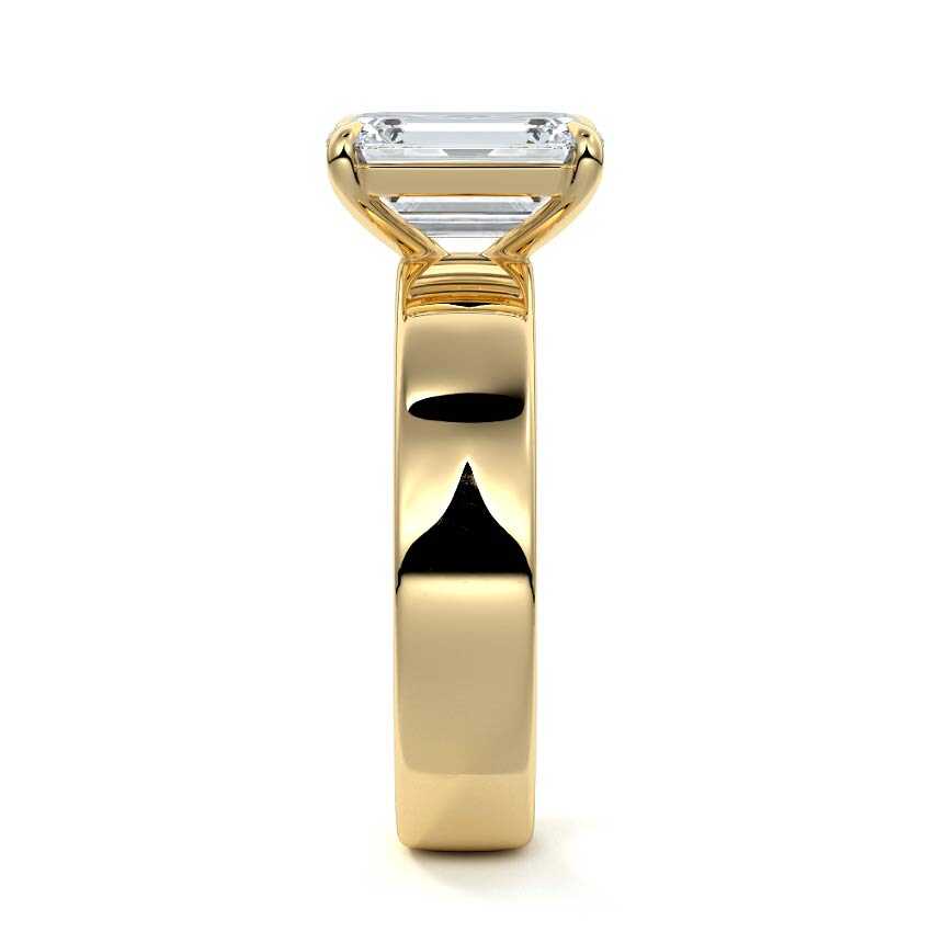Larissa - Emerald Cut Yellow Gold Engagement Ring Side View | Nura Lab