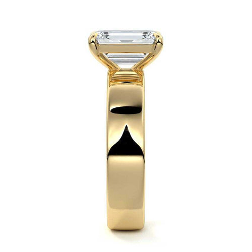 Larissa - Emerald Cut Yellow Gold Engagement Ring Side View | Nura Lab