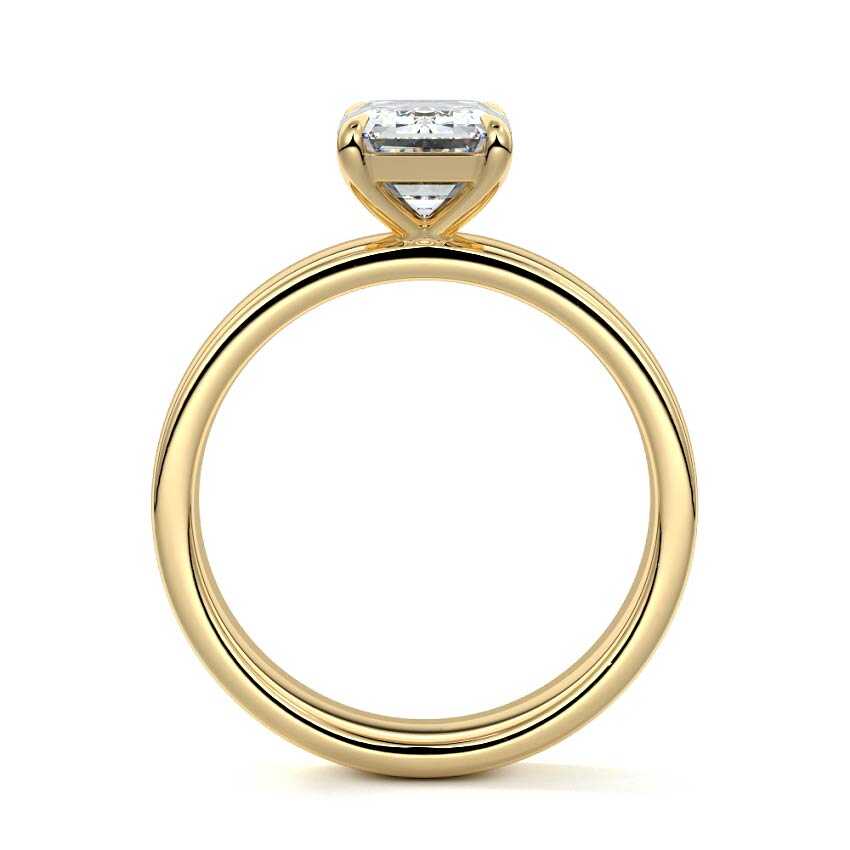 Larissa - Emerald Cut Yellow Gold Engagement Ring Profile View | Nura Lab