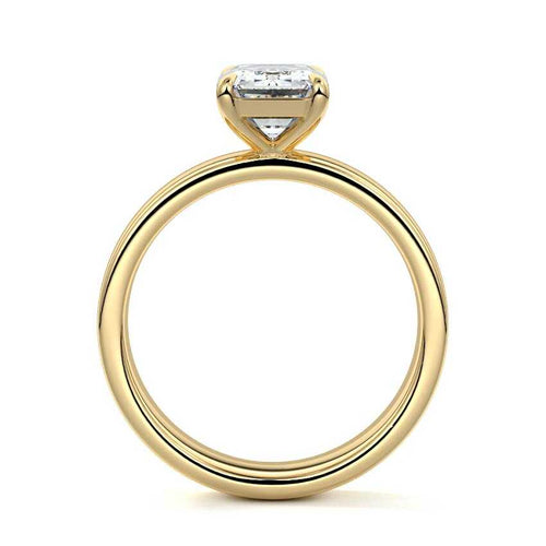 Larissa - Emerald Cut Yellow Gold Engagement Ring Profile View | Nura Lab