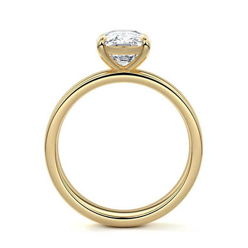 Larissa - Cushion Yellow Gold Engagement Ring Profile View | Nura Lab