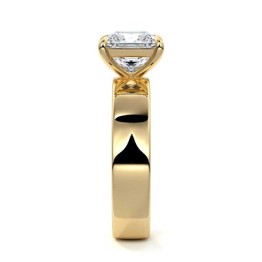 Larissa - Princess Yellow Gold Engagement Ring Side View | Nura Lab