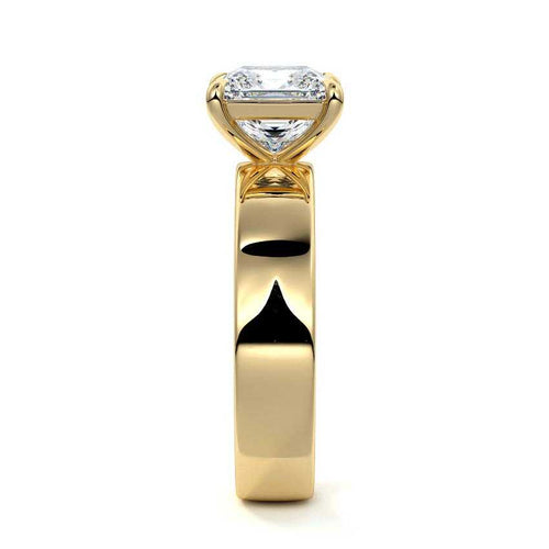 Larissa - Princess Yellow Gold Engagement Ring Side View | Nura Lab