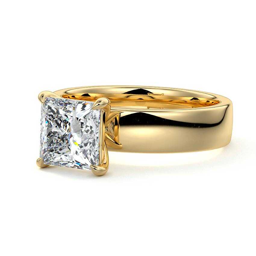 Larissa - Princess Yellow Gold Engagement Ring Detail View | Nura Lab