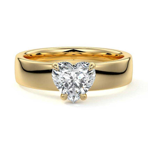 Larissa heart wide band solitaire lab grown diamond engagement ring in yellow gold