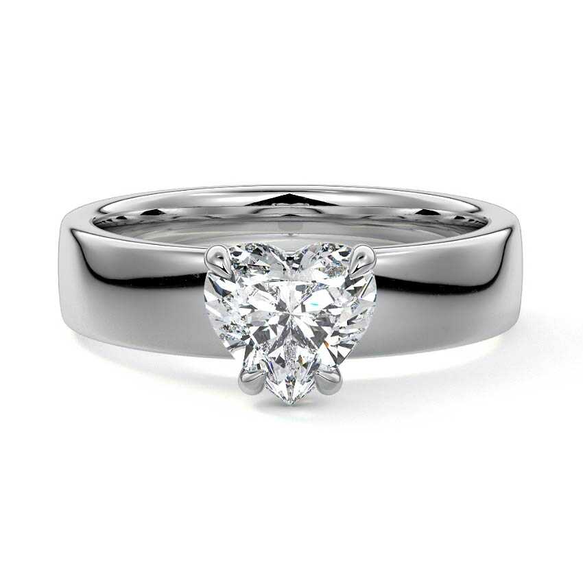 Larissa heart wide band solitaire lab grown diamond engagement ring in platinum
