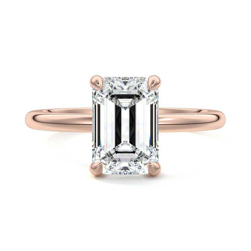Lilou - Emerald Cut Rose Gold Lab Grown Diamond Engagement Ring | Nura Lab