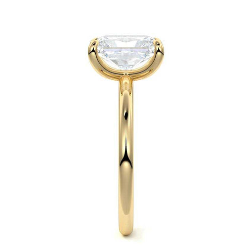Lilou - Radiant Yellow Gold Engagement Ring Side View | Nura Lab