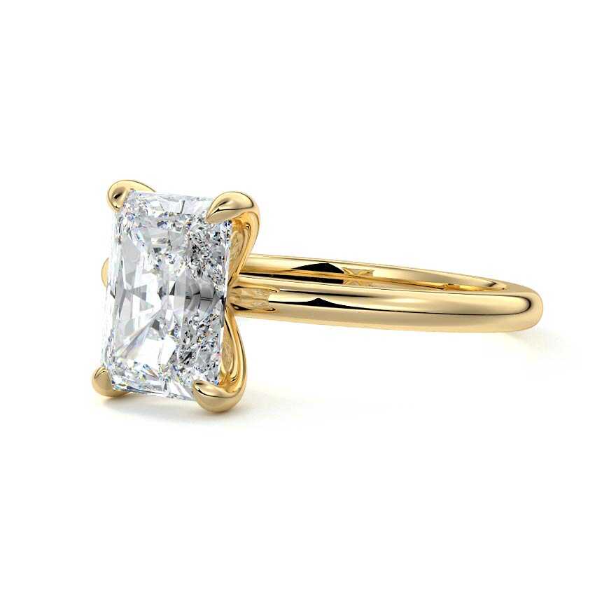 Lilou - Radiant Yellow Gold Engagement Ring Detail View | Nura Lab