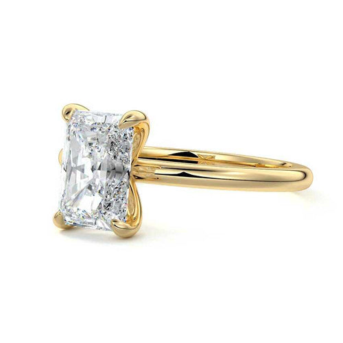 Lilou - Radiant Yellow Gold Engagement Ring Detail View | Nura Lab
