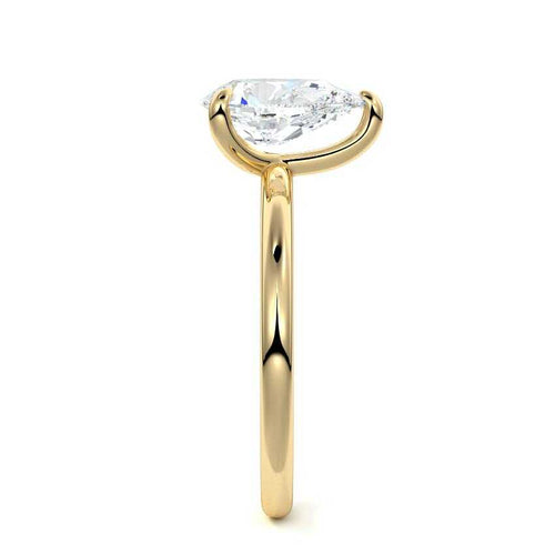 Lilou - Pear Yellow Gold Engagement Ring Side View | Nura Lab