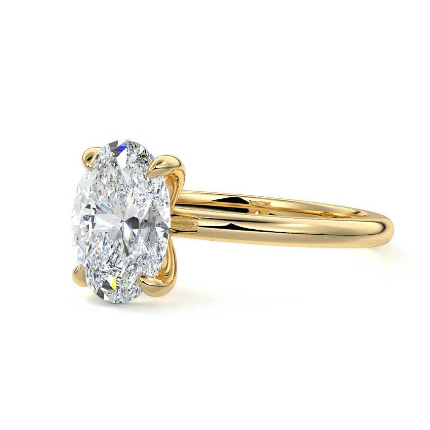 Lilou - Oval Yellow Gold Engagement Ring Detail View | Nura Lab