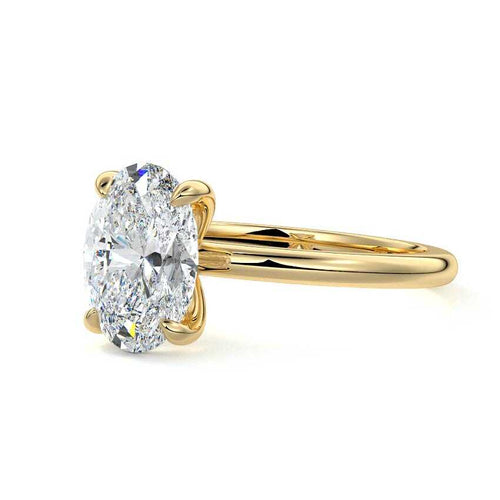 Lilou - Oval Yellow Gold Engagement Ring Detail View | Nura Lab