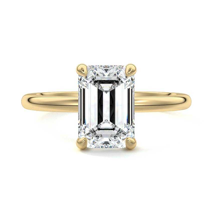 Lilou - Emerald Cut Yellow Gold Lab Grown Diamond Engagement Ring | Nura Lab
